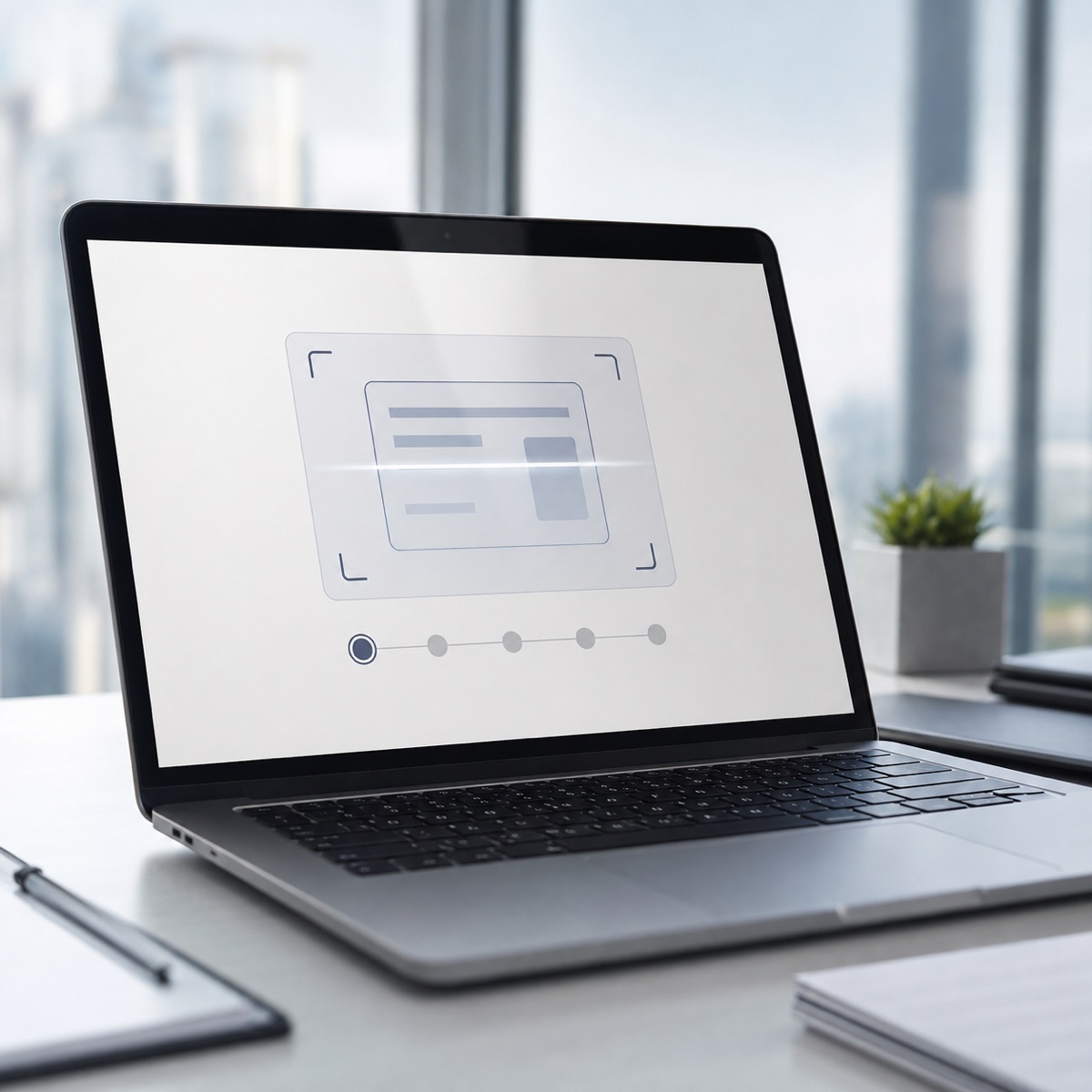 An identity verification step shown on a laptop screen